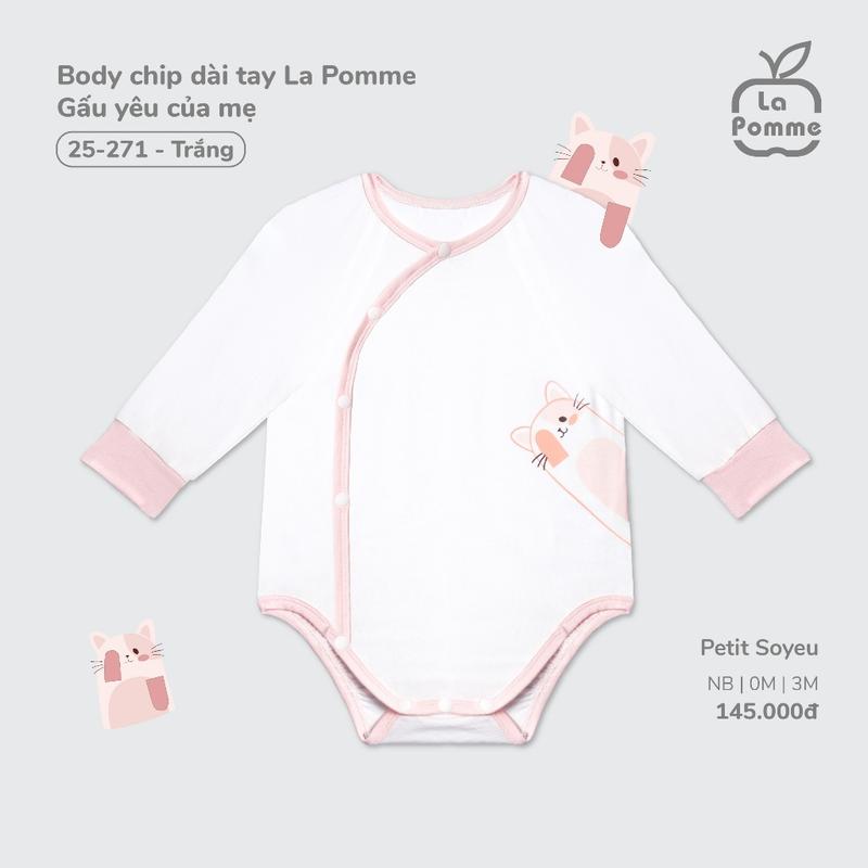  Body chip dài tay La Pomme Gấu yêu của mẹ - Sợi Petit Soyeu thoáng mát – Bé trai gái - Newborn - 3M 