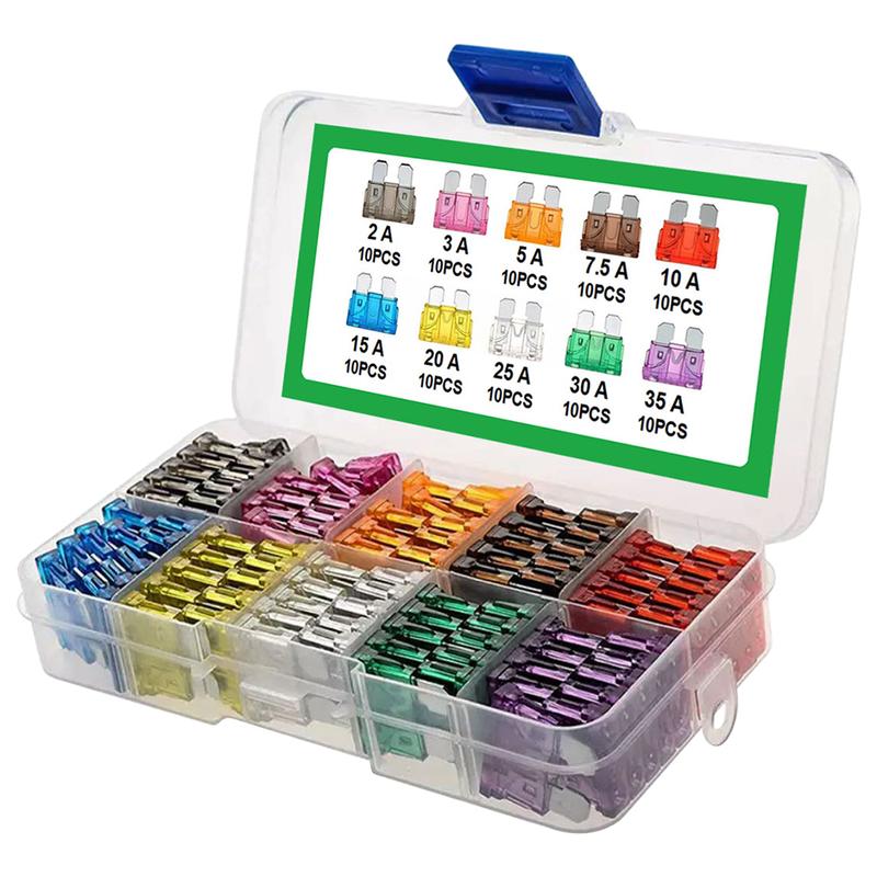 Product Introduction of COD FREE Shipping 100Pcs Blade Type Fuse Set 15A 20A 25A 30A 35A 10 Types Auto Fuse Kit with Box Blade Type Fuse Assorted Kit 12