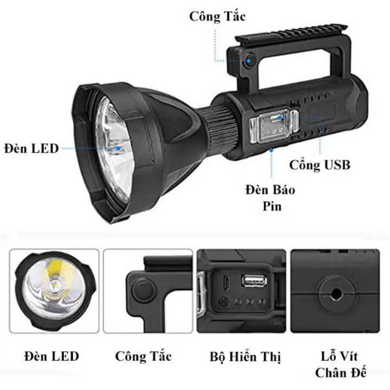 Đèn pin cầm tay siêu sáng 591 pha to chiếu cực xa, bóng led P70 cao cấp 2