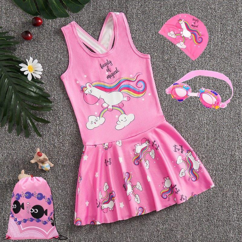 Girl's One-Piece Swimming Suit Summer New Medium and Large Children Swimming Princess Skirt Little Girl Baby Swimsuit 8