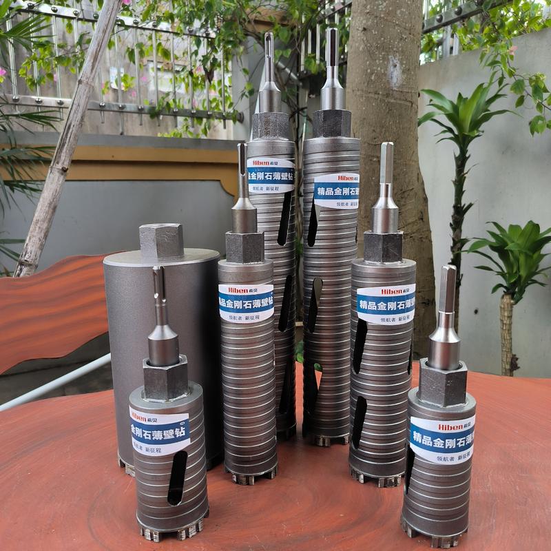 Mũi Khoan Rút Lõi Chống Kẹt Xám Me Kim Cương Cao Cấp: Chân Lục & Chân Bê Tông Liền Khối Cao Cấp dài 15cm và 25cm, 37cm khoan Được Sắt