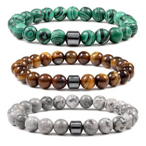 Vòng Tay Đàn Hồi, Thiết Kế Đá Núi Lửa Và Malachite Tinh Tế, Bảo Vệ Năng Lượng, Thích Hợp Làm Quà Tặng Bạn Bè