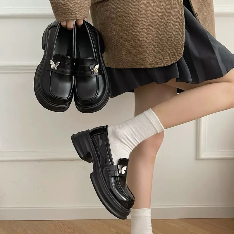 Giày búp bê nữ da bóng B1 đế 4-5cm mới - Women Shoes 2