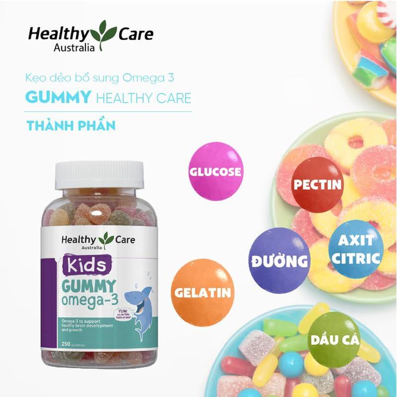 Kẹo dẻo Healthy Care Kids Gummy Omega-3 tăng thị lực phát triển trí não 250 viên Úc 7