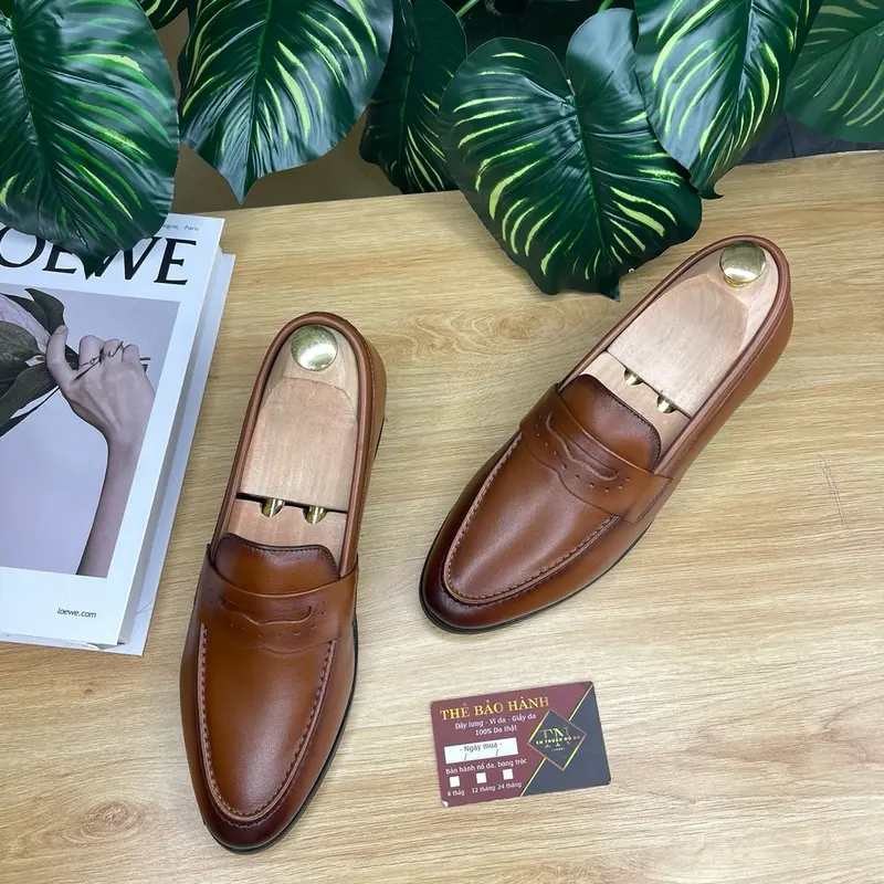 Giày lười TC-06 tăng chiều cao 6,5cm da bò nguyên tấm đế cao su khâu ( bh 12 tháng) 5