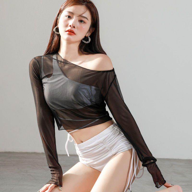 Áo Tắm, Bộ Ba Mảnh Bikini Xẻ Tà Nữ, Thời Trang Hàn Quốc, Áo Cánh Dài Tay Gợi Cảm, Bộ Đồ Bơi, Hàng Mới Về Năm 2025 6