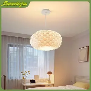 Lampu Gantung Ruang Tamu Lampu Gantung Gaya Krem ​​Modern Minimalis 3 Warna Led Lampu Plafon Hangat Dan Lampu Kamar Tidur Ruang Tamu Romantis