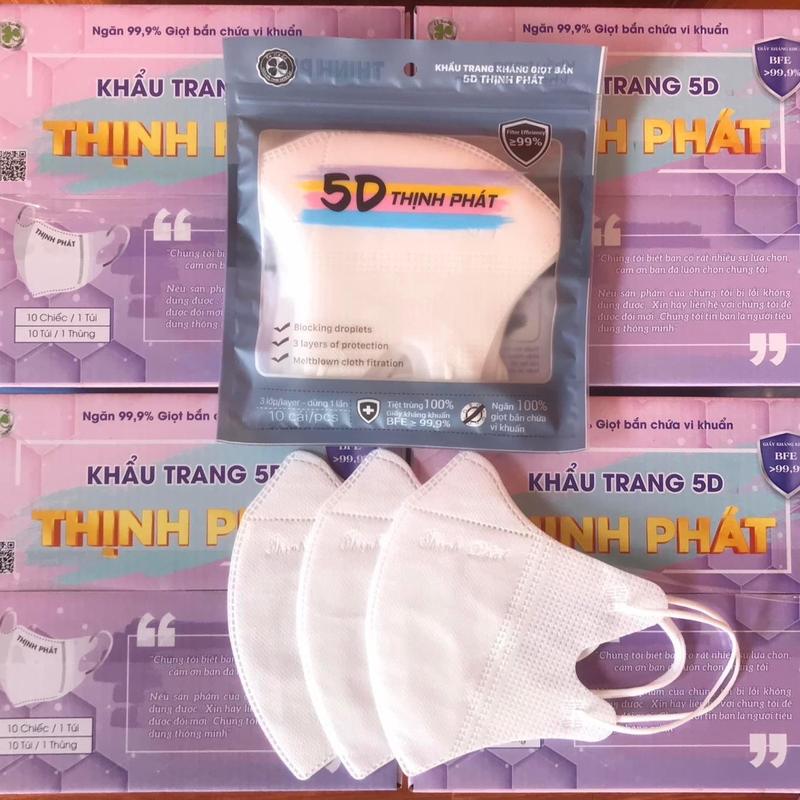 Thùng khẩu trang 5D Thịnh Phát 100 chiếc Accessories Phụ Kiện Che Mặt đen