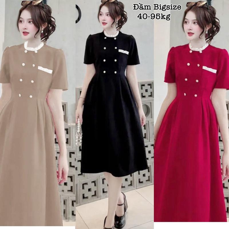 Thời Trang Én Nhỏ Có Bigsize - Đầm Váy Bigsize Nữ Dáng Dài Vải Cotton Lạnh Cao Cấp Thiết Kế Đi Dự Tiệc Cao Cấp Xinh Đẹp Sang Trọng Dễ Thương Thanh Lịch Giá Rẻ đủ size 40-95kg ennhocobigsize Dress Voan Tay Phồng Đỏ - 2152