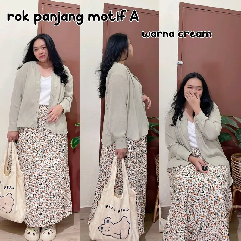 CASSIE ROK PANJANG MOTIF KOREAN STYLE JUMBO BIG SIZE CRINKLE 7