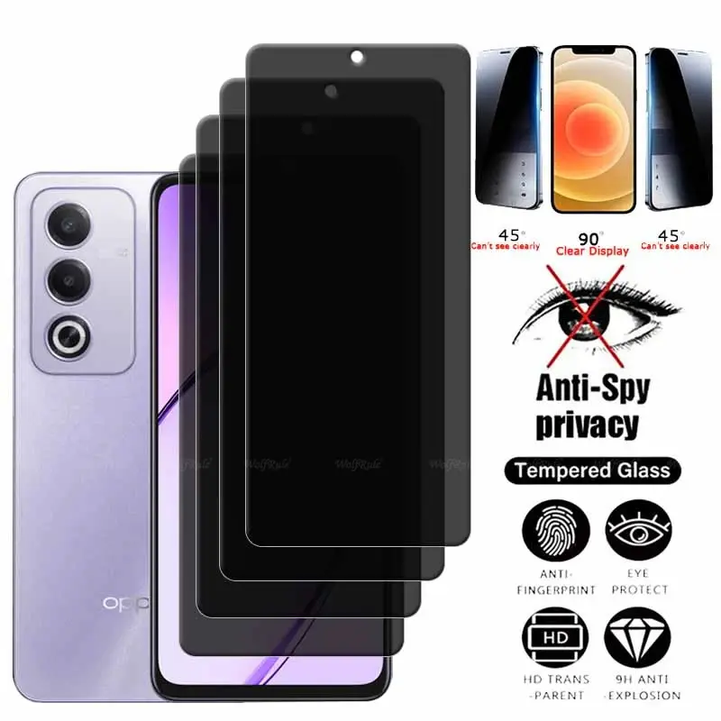 4Pcs For OPPO A80 Glass OPPO A80 Tempered Glass HD 9H Phone Protective Privacy Anti-Spy Glue For Screen Protector OPPO A80 A 80