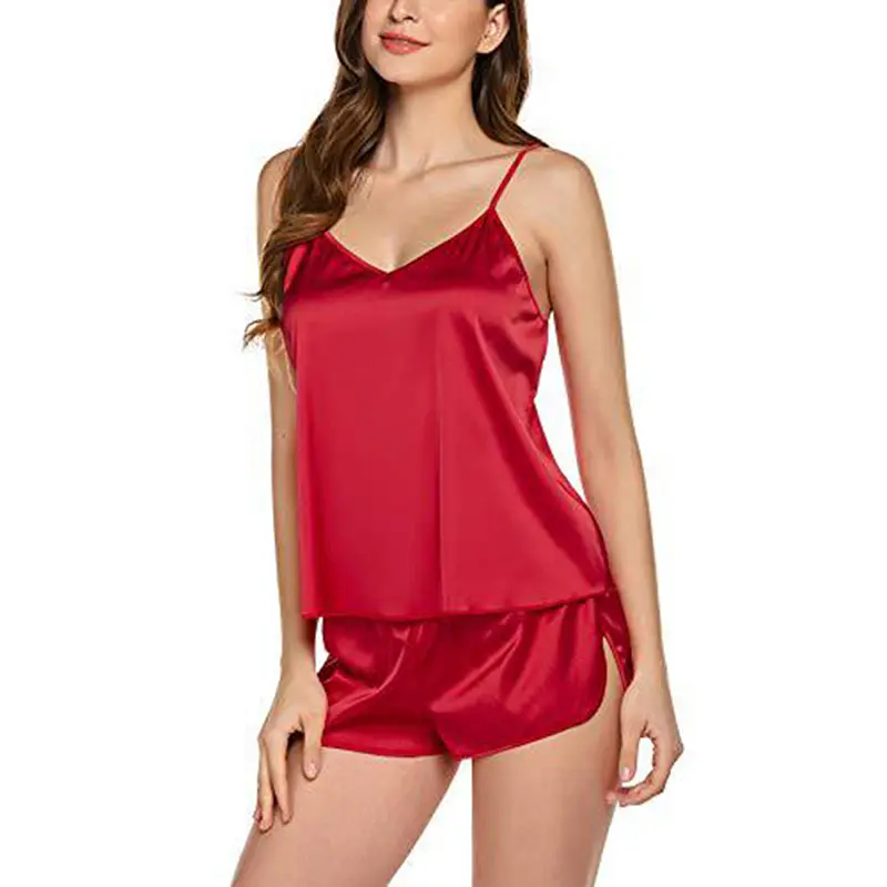 lingerie Set Satin Pajamas Cami Shorts Set Nightwear Sexy Fashion Pajamas Set
