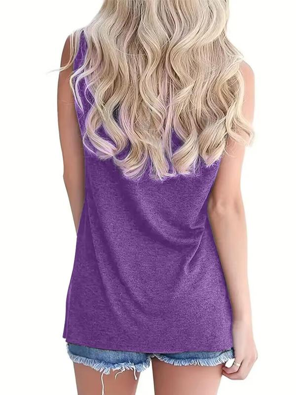 Women's Letter Print Round Neck Tank Top, Casual Sleeveless Crew Neck Top for Summer, Clothing, Ladies Clothes for Daily Wear 7