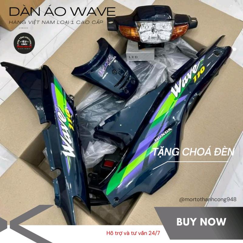  Dàn áo Wave 110 Xanh nhớt - Tặng chóa đèn Phụ Kiện Phụ Tùng Sticker Decal Nhãn Dán 