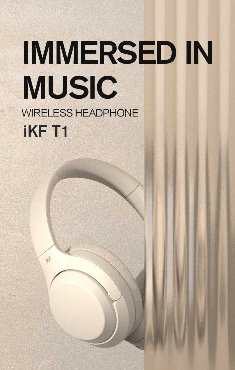 iKF T1-Wireless Bluetooth Headphones Call Noise Cancelling Over Ear He