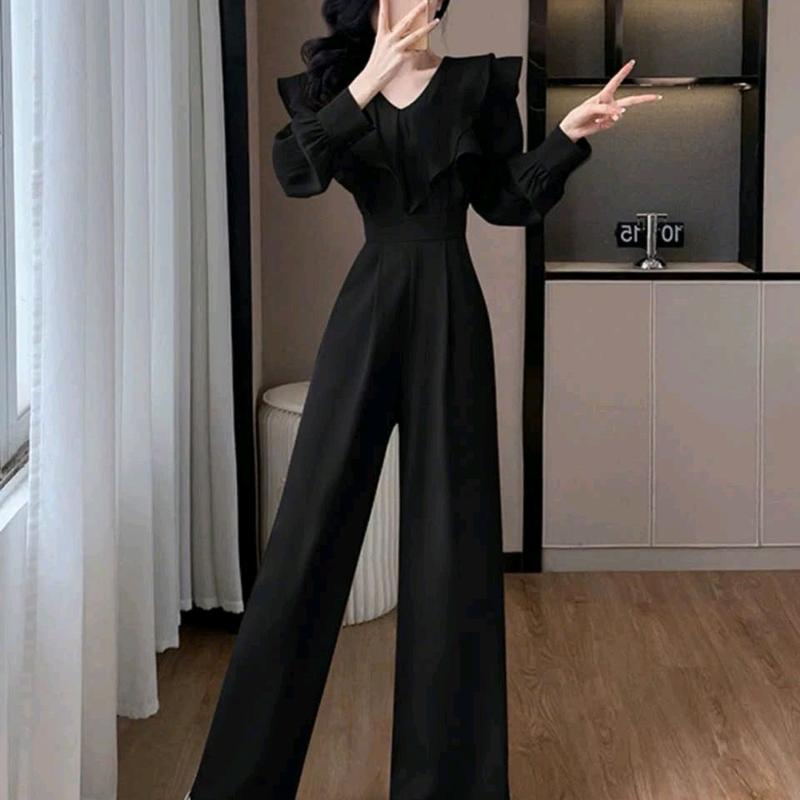 quan dai J1327 Jumpsuit  thiết kế phối bèo tay dài cổ tim tiểu thư cao cấp dobo set đồ sasuke jum nữ đi biển 2