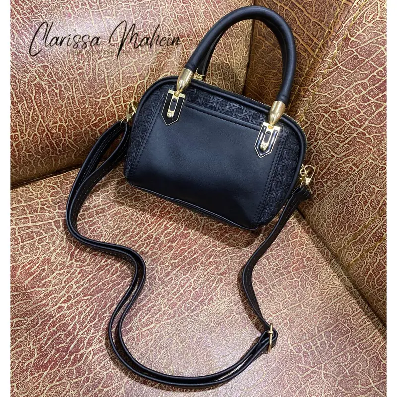 CLARISSA MAHEIN Tas Tangan Bahu Wanita Alya Motif Kombinasi Polos Tikar Tali Panjang Pendek | Slingbag Handbag Women | Tas Selempang Terbaru 1