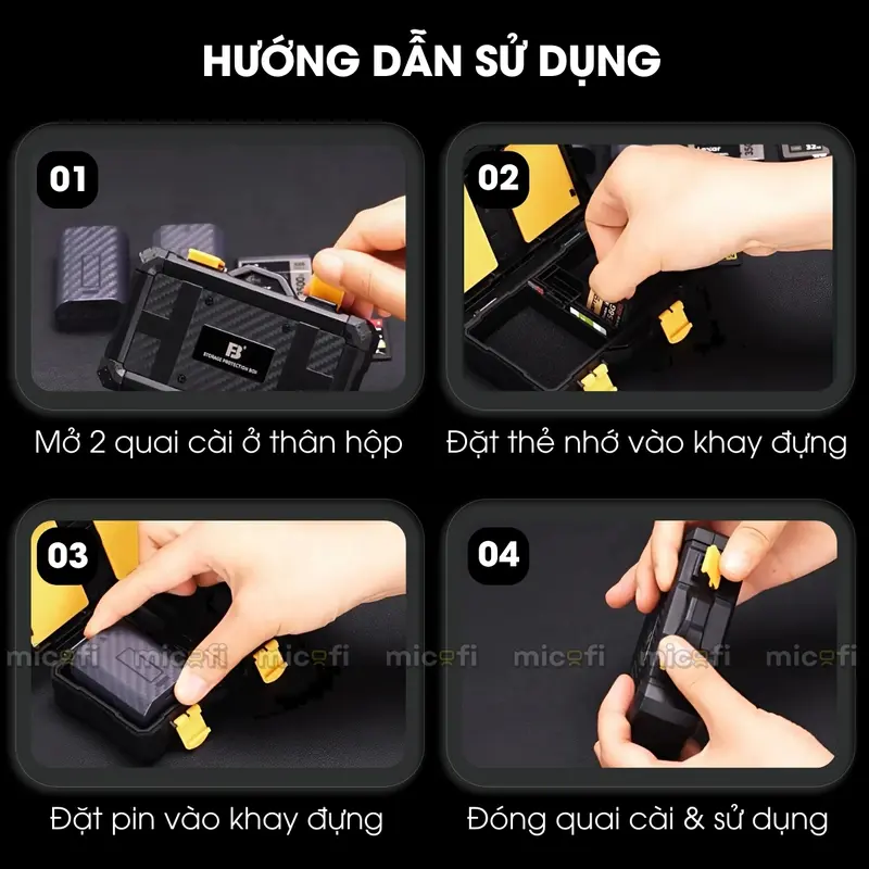 Hộp Đựng Phụ Kiện Máy Ảnh Micofi, Hộp Đựng Thẻ Nhớ, Bao Túi Để Cắm Bảo Vệ Pin SD Máy Ảnh Chống Va Đập 7