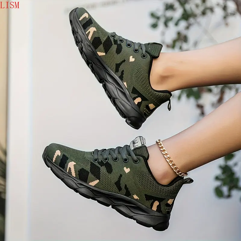 Brand LISM [Camouflage Sneakers] Camouflage Women's Fashion Sneakers |   Low-Top Lace-Up Casual Sports Shoes with MD Sole, Fabric Upper & Insole, All-Season Comfort for Casual Attire, Outdoor Activities, Durable Constructi 4