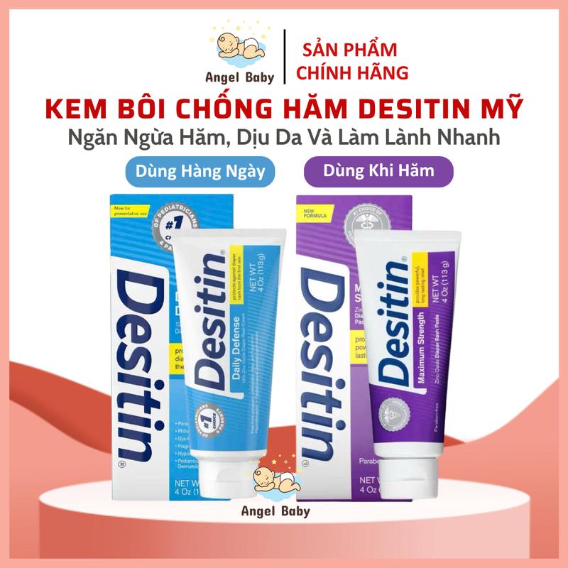 Kem chống hăm Desitin 113gr cho bé, hỗ trợ ngăn ngừa hăm, làm dịu da và làm lành nhanh, bôi mẫn đỏ côn trùng cắn