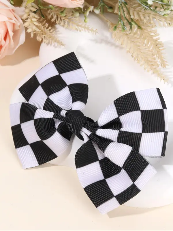 Checkerboard Pattern Bow Decor Hair Clip, Cute Hair Accessories for Girls, Minimalist Headwear Suitable for Thick Hair, Fashion Hair Accessories for Party, Daily Clothing Decor 5