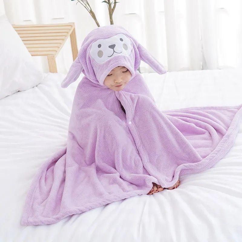  Áo choàng tắm cho bé có mũ vải bông san hô Khăn tắm khăn choàng nhiều mẫu kích thước 140x70cm  BTKTT  