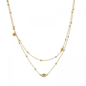 2025 สต็อกพร้อม สร้อยคอใหม่ จี้ตาสีน้ำเงิน สร้อยคอเหล็กไทเทเนียมสองชั้น หรูหราเบา แฟชั่นผู้ชายและผู้หญิง เครื่อง ประดับ ผู้หญิง กําไล ข้อมือ แฟชั่น เครื่องประดับ เกาหลี ของ ใช้ น่ารัก แหวน ทอง ผู้ชาย กะรัต จิวเวลลี่ ภูเก็ต ขาย ปลอม เทียบ แท้