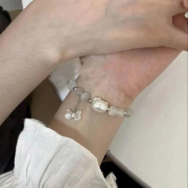 Vòng Tay Pha Lê, Phong Cách Hello KT Hàn Quốc, Thời Trang, Hạt Pha Lê Dễ Thương, Y2k Cho Bé Gái, Đồ Trang Trí Trang Sức, Thích Hợp Cho Các Cặp Đôi Và Bạn Bè, Tuyệt Vời Làm Quà Tặng 2