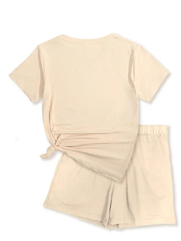 Two-Piece Set Women's Floral Print Tee & Shorts, Casual Round Neck Short Sleeve T-shirt & Shorts for Summer, Ladies Clothes for Daily Wear 4
