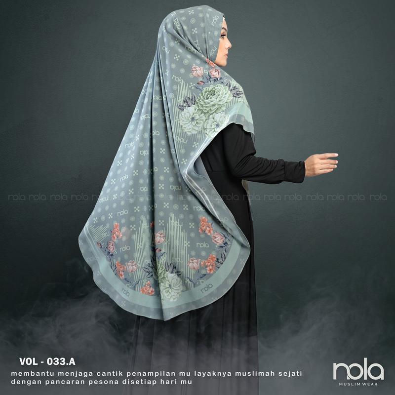 NOLA- Khimar printing vol 33 hijab ceruty instant 2 layer Santai Ceruti Layer Panjang Soft Syari Muslim Kerudung Hitam 2