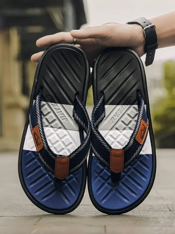 Unisex Trendy Color-block Flip-flops, Casual Comfortable Non-slip Slides for Beach & Casual Outings, Fashionable Slippers for Indoor & Outdoor Wear 4