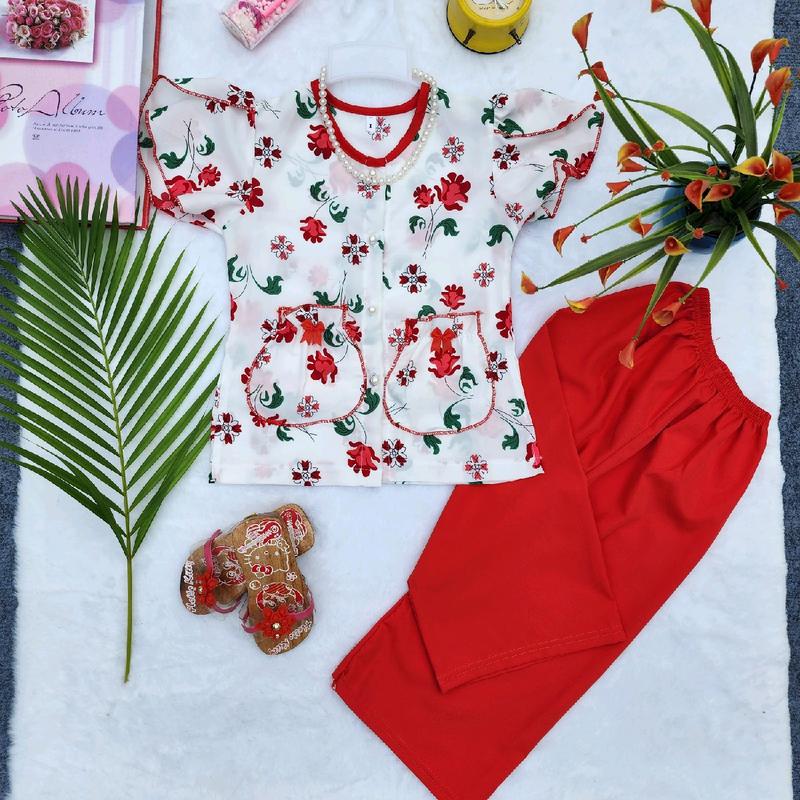 ( 12-44kg) Áo bà ba tay cánh tiên, túi tiền, vải lụa mềm mịn mát kèm quần dài cho bé cao 1,47m trở lại, chuẩn size áo bà ba set đồ  bé gái nhiều lứa tuổi