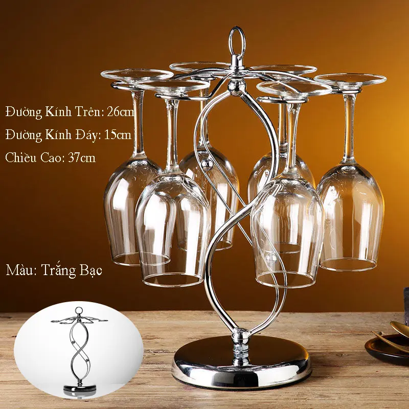 Giá Treo Ly Rượu Vang Decor.Dihuna Màu Xám Bạc, Khay Treo Ly Đồ Decor Trang Trí Để Bàn, Kệ Tủ Rượu, Làm Quà Tặng 3