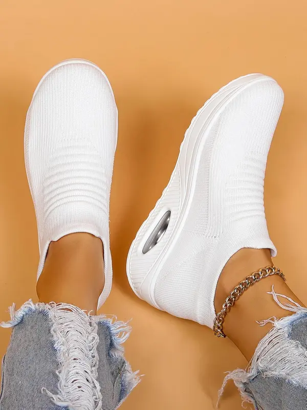 Women's Fashionable Solid Color Low Top Slip on Walking Shoes, 2025 Casual Comfortable Breathable Sports Shoes, Summer All-match Round Toe Sneaker for Trainer Runner 2025 Fall Shoes 5