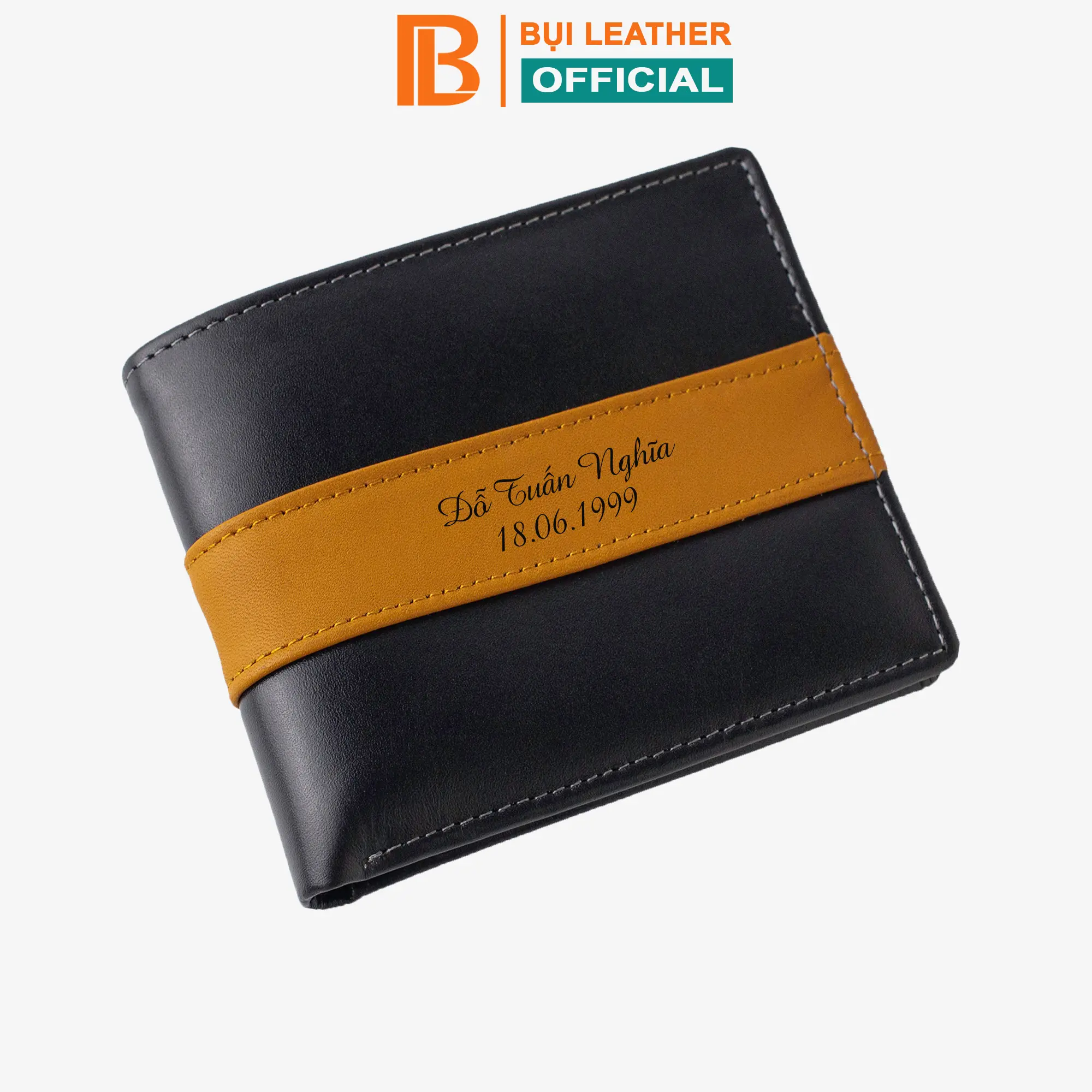 Ví Nam Khắc Tên Theo Yêu Cầu V112 Da Nappa Bụi Leather Bảo Hành Da 12 Tháng