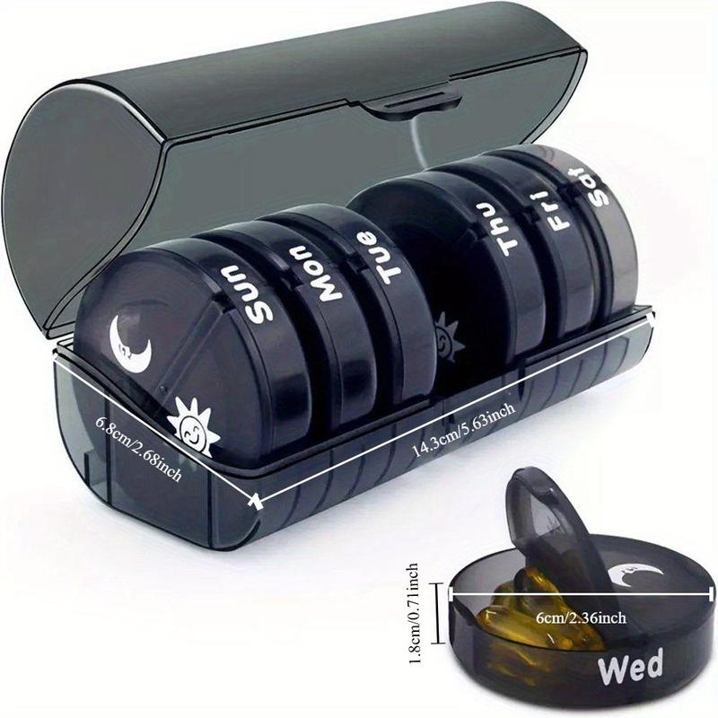 Large Capacity Weekly AM/PM Pill Organizer, 1 Count 7 Day Vitamin Pill Supplement Storage Box, Portable Pill Storage Box for Home Office Dormitory School 1