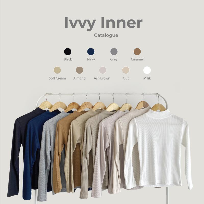 Yeppuoutfit Ivvy Manset - Manset Inner Baju Basic Wanita Cewek Turtleneck Tangan Panjang Bahan Kaos Rib Size M dan XL Muslim Korean Style Nyaman Grey 6