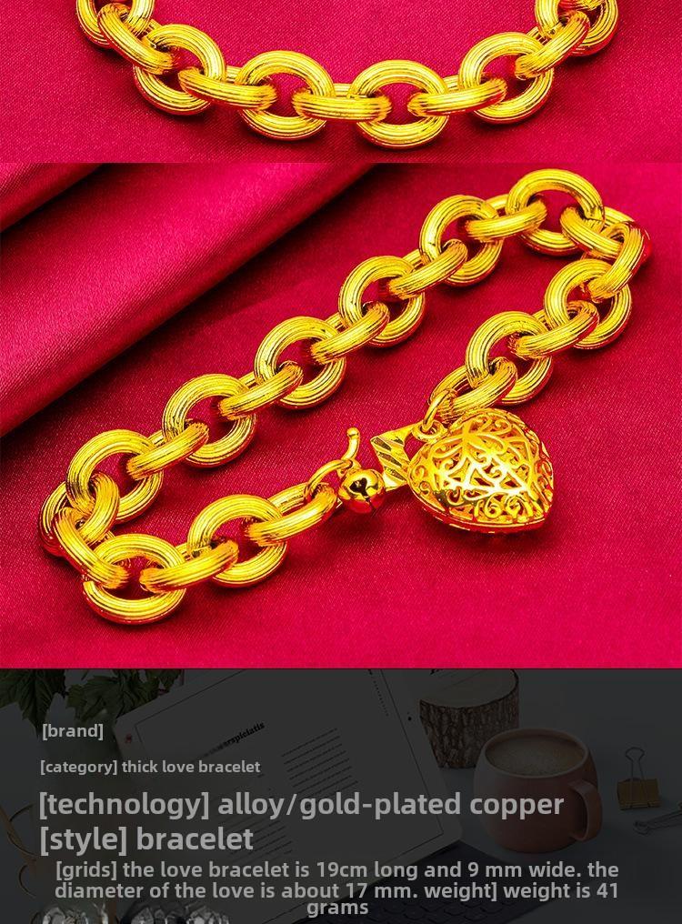 Product Introduction of It is 19 cm long and weighs 41 grams，Girls Fashion, Bracelet, Love Heart, Bracelet, Ornament, Thick Heart Bracelet，wrist strap，hand chain 3