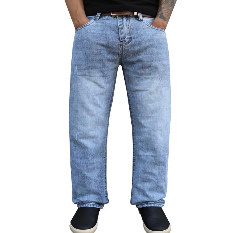 Quần Ống Xuông Xanh Nhạt Phom Mềm 3594 Nam Menswear Jean Pants Jean Pants Ong Có Túi Denim