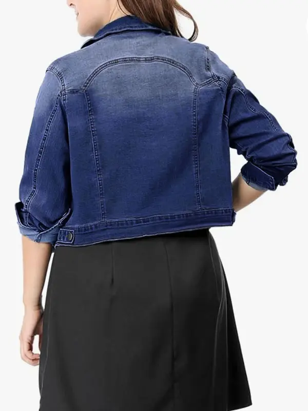 【Plus Size】denim Jacket, Casual Long Sleeve Outerwear for Summer, Women's Longsleeves Clothes for Daily Wear, Coats, Summer Tops, Womenswear, Casual Fashion Jacket 4