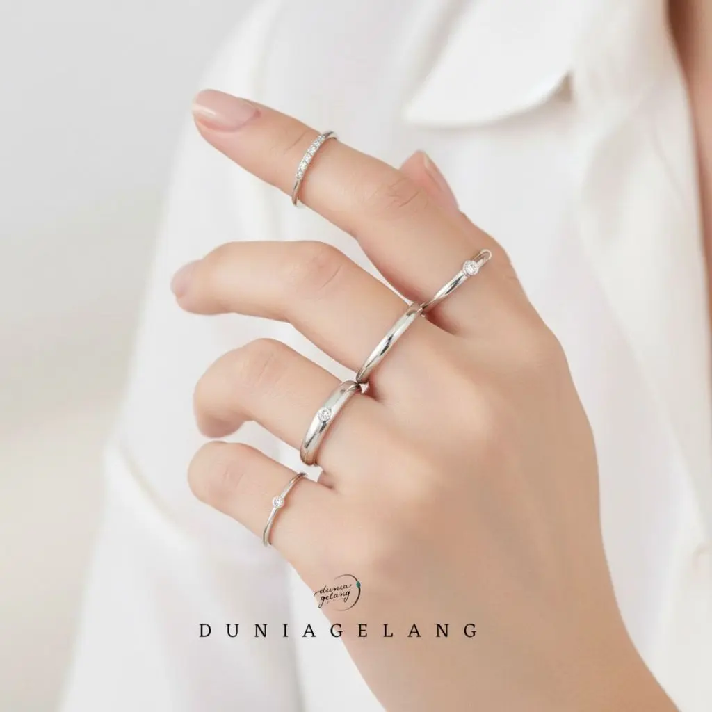 Cincin Silver Perak Titanium Wanita Permata Korea Fashion Accessories