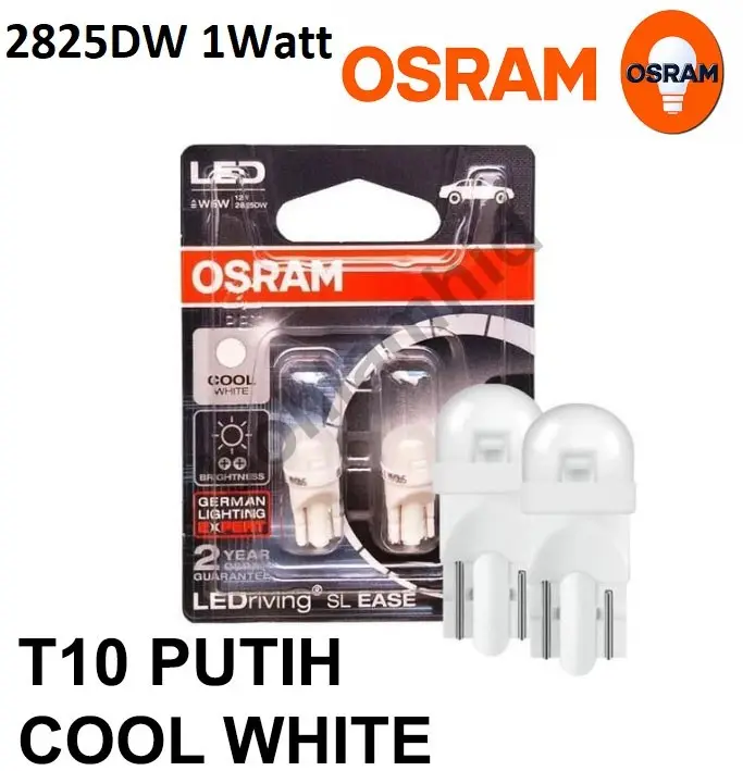 Lampu Kecil Senja Kota LED Mobil Osram T10 Genuine Putih 2980CW 2825DW 1