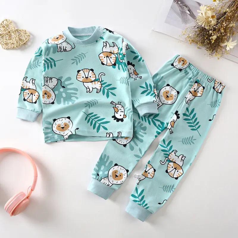 (1) Piyama anak setelan baju tidur anak import cowok perempuan lengan panjang kartun (1-6 tahun) 4