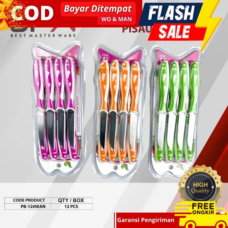 PISAU STAINLESS IKAN ISI 12 PCS / PISAU SAYUR / PISAU BUAH