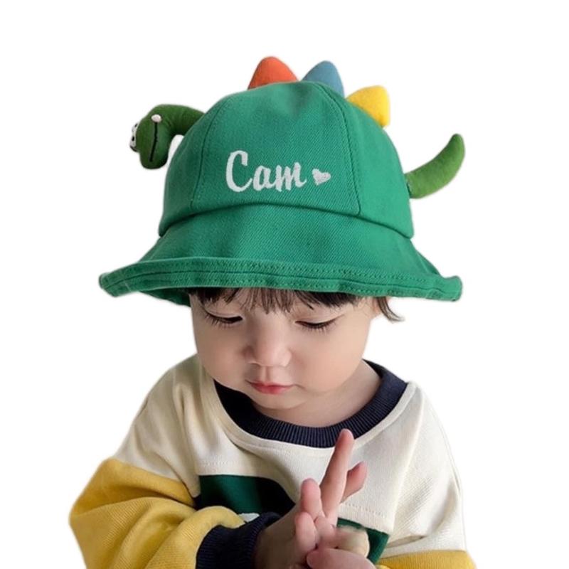 Thêu tên (Miễn Phí) Mũ hình khủng long, Nón Tai Bèo chống Nắng hình khủng long cho bé Mũ nón vành khủng long thêu tên cho bé