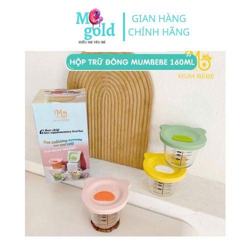  Hộp trữ đông cốc nấu cháo thuỷ tinh cao cấp an toàn cho bé có vạch chia ml nắp Gấu dễ thương_shopmegold1989 