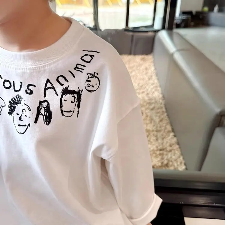 Áo Thun Cotton Dài Tay In Họa Tiết Sành Điệu Cho Bé Trai, Thân Thiện Với Làn Da, Thoáng Khí, Mềm Mại Và Thoải Mái, Thích Hợp Cho Quần Áo Trẻ Em Mới Mùa Thu 2024, Cho Trẻ Lớn Hơn 1