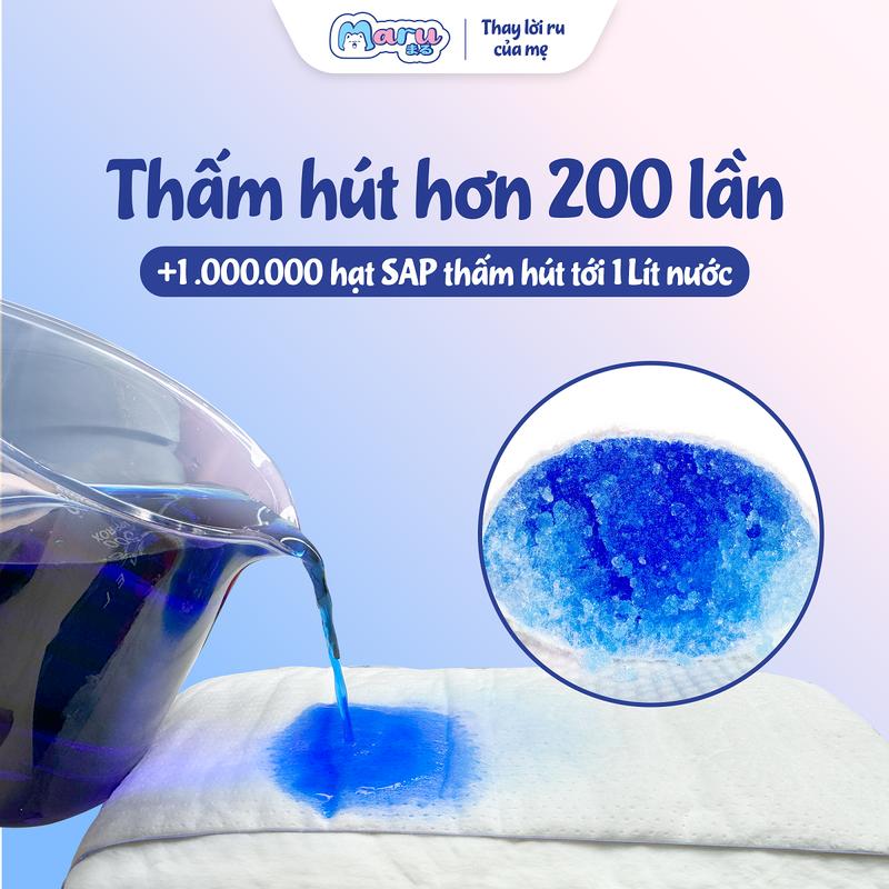 Product Introduction of [TẶNG NGAY 1 XE CHÒI CHÂN CON CỪU] Tã Bỉm Maru công nghệ Nhật form to, mềm mại, thấm hút qua đêm, an toàn lành tính 24