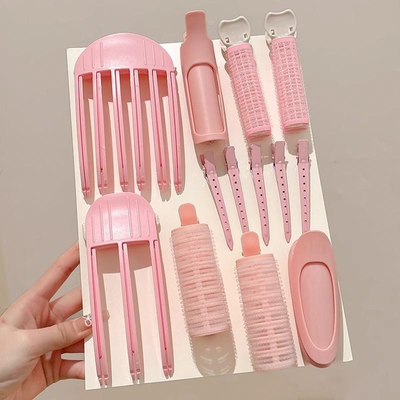 Set 13 kẹp làm phồng chân tóc màu hồng phong cách hàn quốc