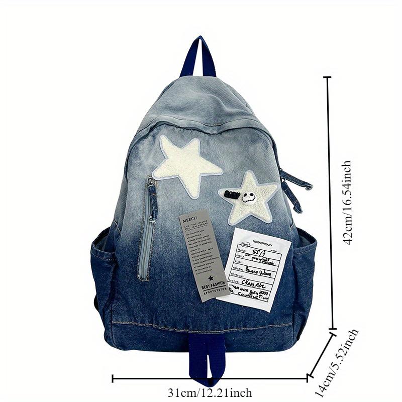 Product Introduction of Vintage Style Tie-Dye Denim Backpack, Large Capacity with Adjustable Straps - Fashion Backpack for School and Commuting 0